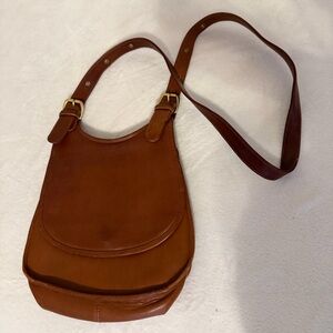 Vintage Green Fields Brown Leather Shoulder Bag